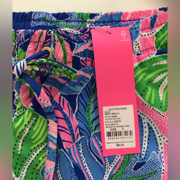 NWT Lilly Pulitzer Katia Mid Rise Shorts Beleaf In Yourself NWT In Package Blue - Picture 6 of 9